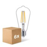 Confezione Multipack 6x Philips MASTER Value LED Bulbo E27 Edison Filamento Chiara 5.9W 806lm - 927 Bianco Molto Caldo | Miglior Resa Cromatica - Sostitutiva 60W