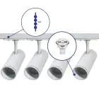 Bright Choice Set completo 1-Fase Rail 1 Metro Bianca | incl. 4x Faretti + GU10 2700K 3W Dimmerabile + Tappo Di Chiusura, Connettore di Alimentazione