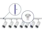 Set completo 1-Fase Rail 3 Metro Bianca | incl. 7x Faretti + GU10 2700K 3W Dimmerabile + Tappo Di Chiusura, Connettore di Alimentazione e I-Connettore