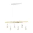 Eglo Luce Pendente Townshend Acciaio Bianca Legna | IP20 - Adatto per 6x E27 